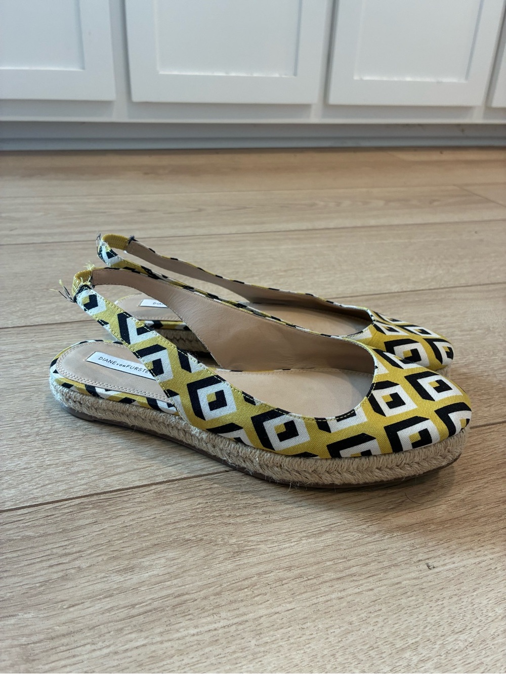 Diane Von Furstenberg Women’s Slingback Flat Espadrilles Yellow Size 7